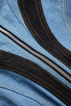 denim fermuarlı bustiyer elbise