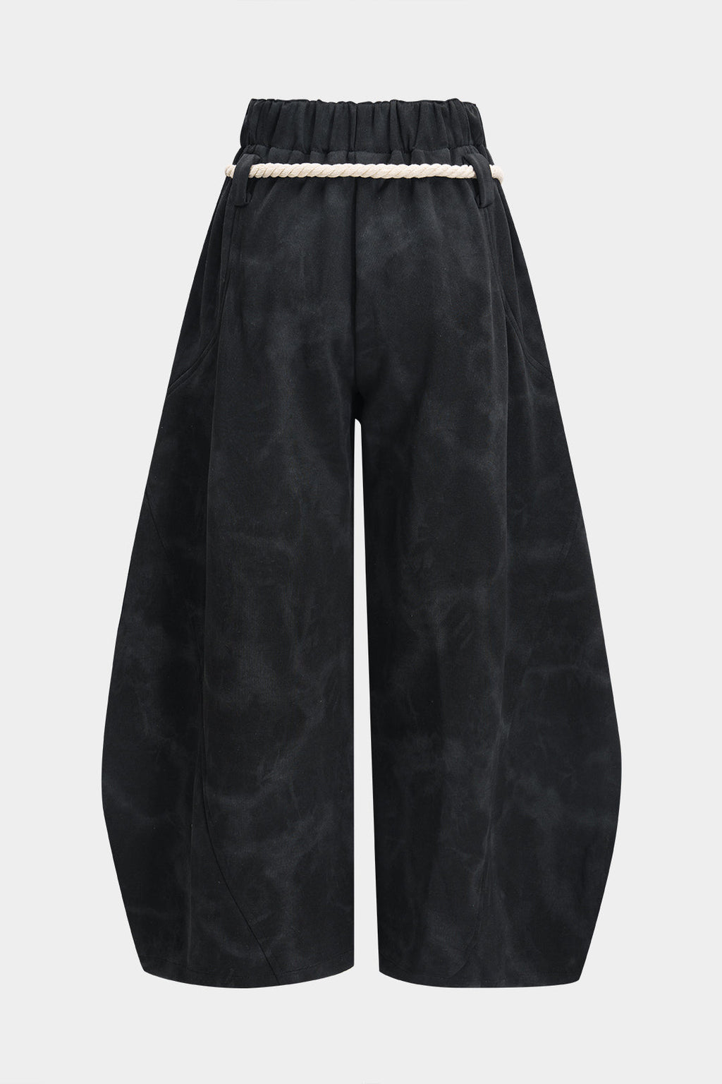 Mermer Tie Dye Baskılı Bağcıklı Geniş Paça Pantolonlar