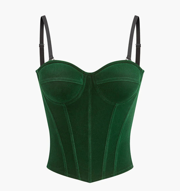 yeşil askılı kadife üst