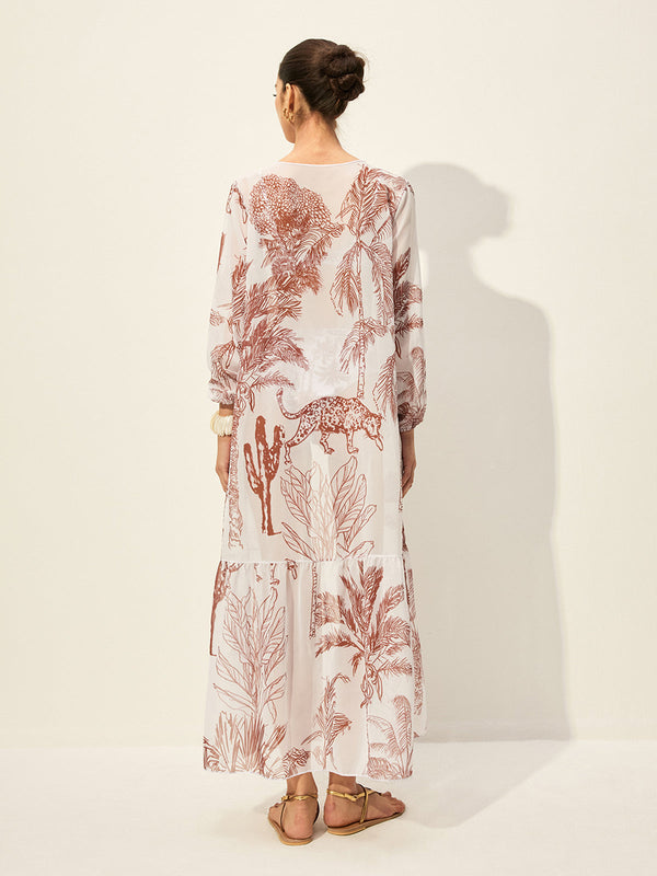 desenli uzun kimono