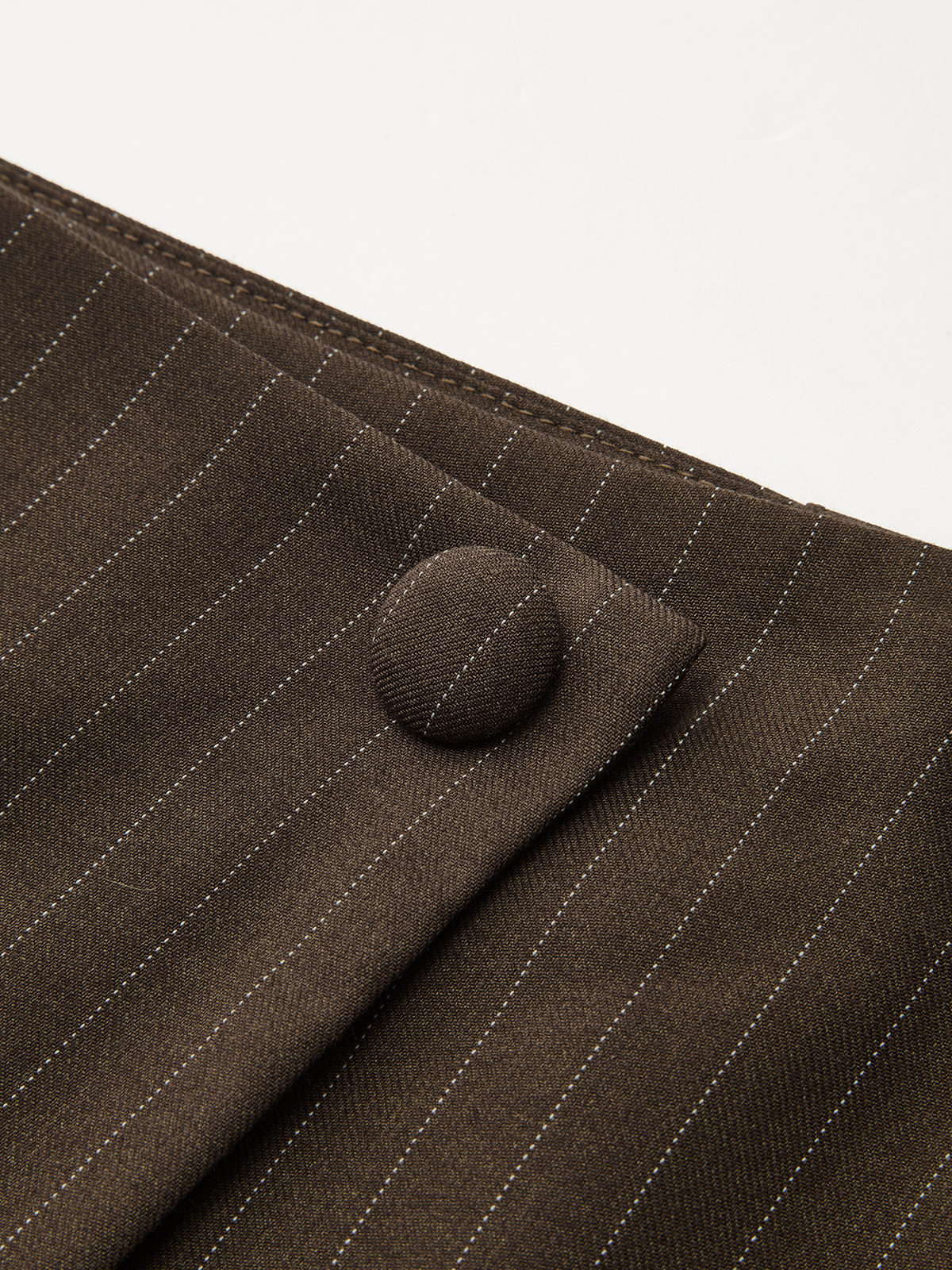 Koyu Siyah Pinstripe Wrap İnce Kumaş Etek