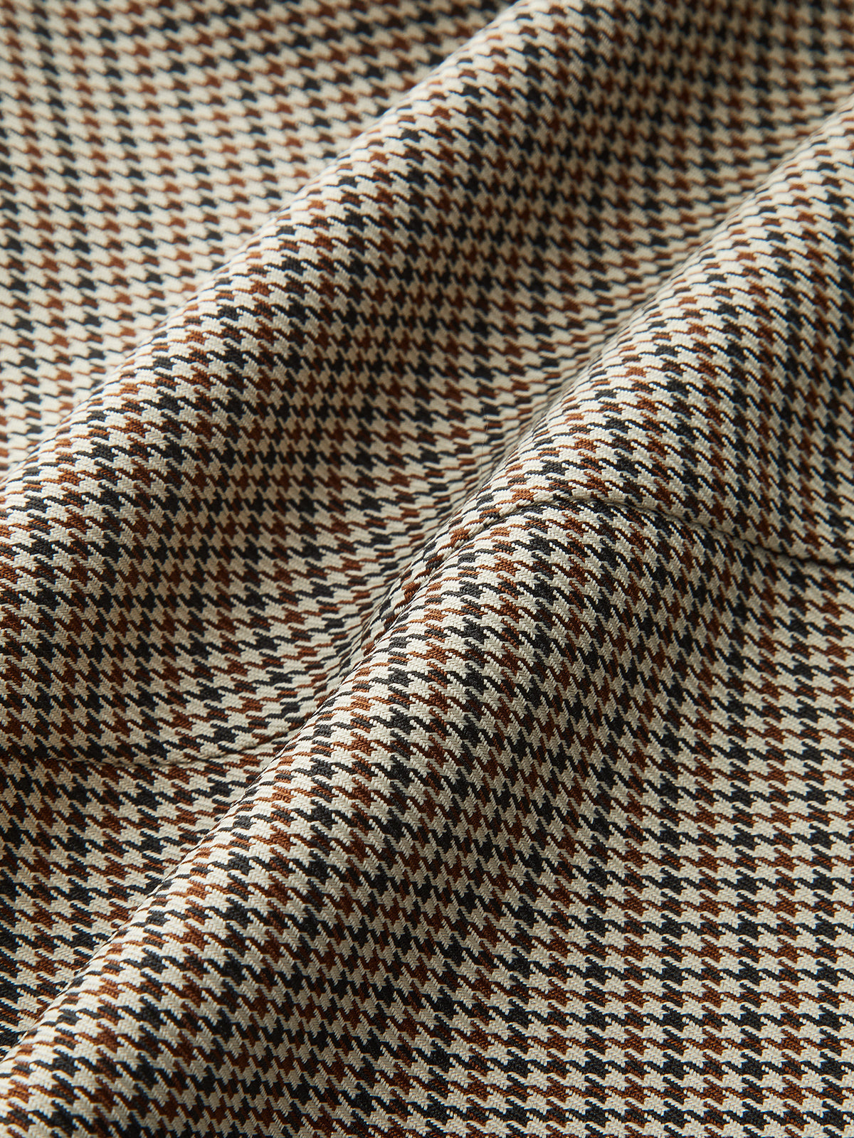 Siyah Beyaz Houndstooth Desenli Yüksek Bel Pantolon