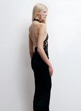 dantelli halter yaka elbise