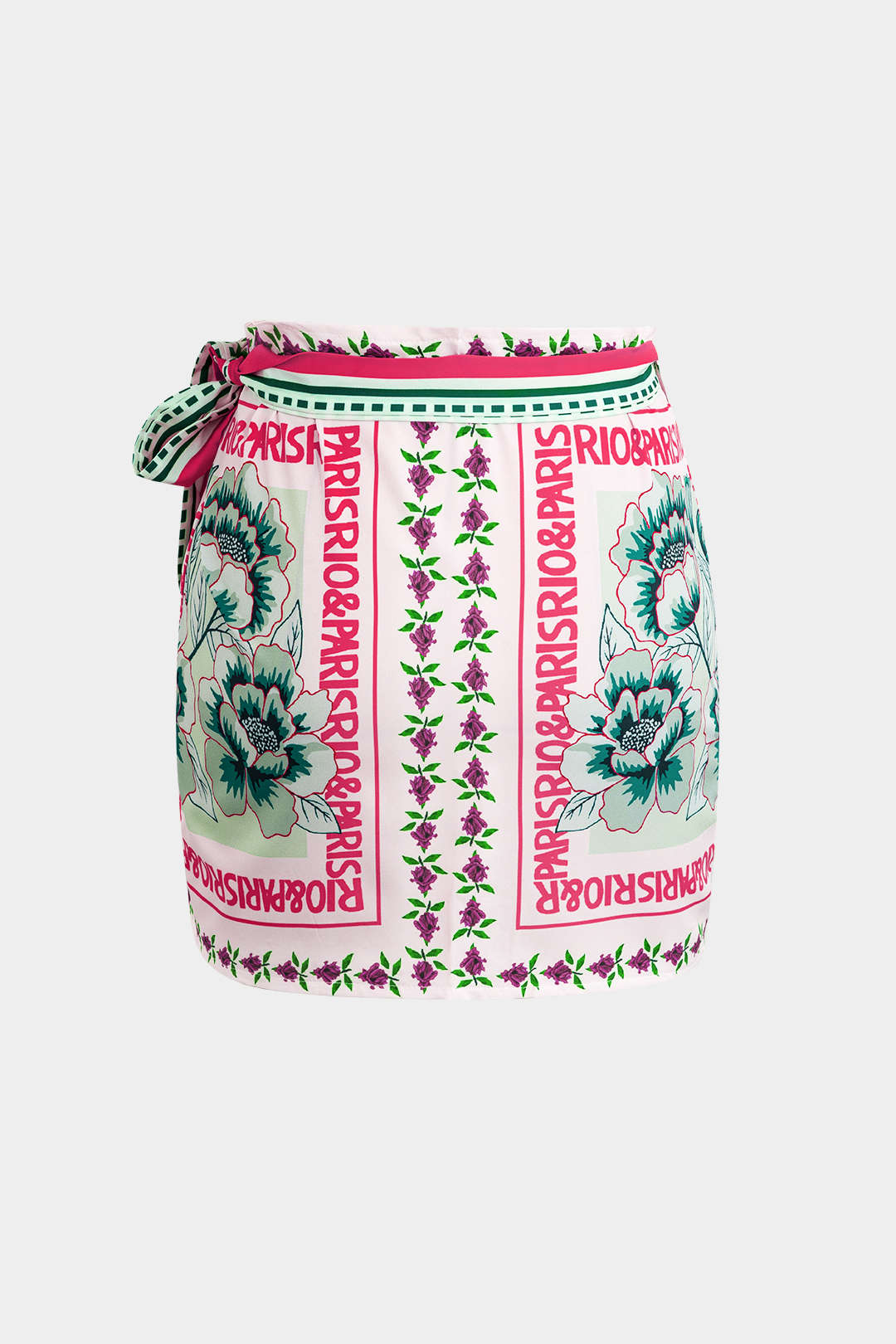 Çiçek Desenli Sarılmalı Düğüm Mini Etek