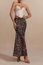 leopar desenli midi etek