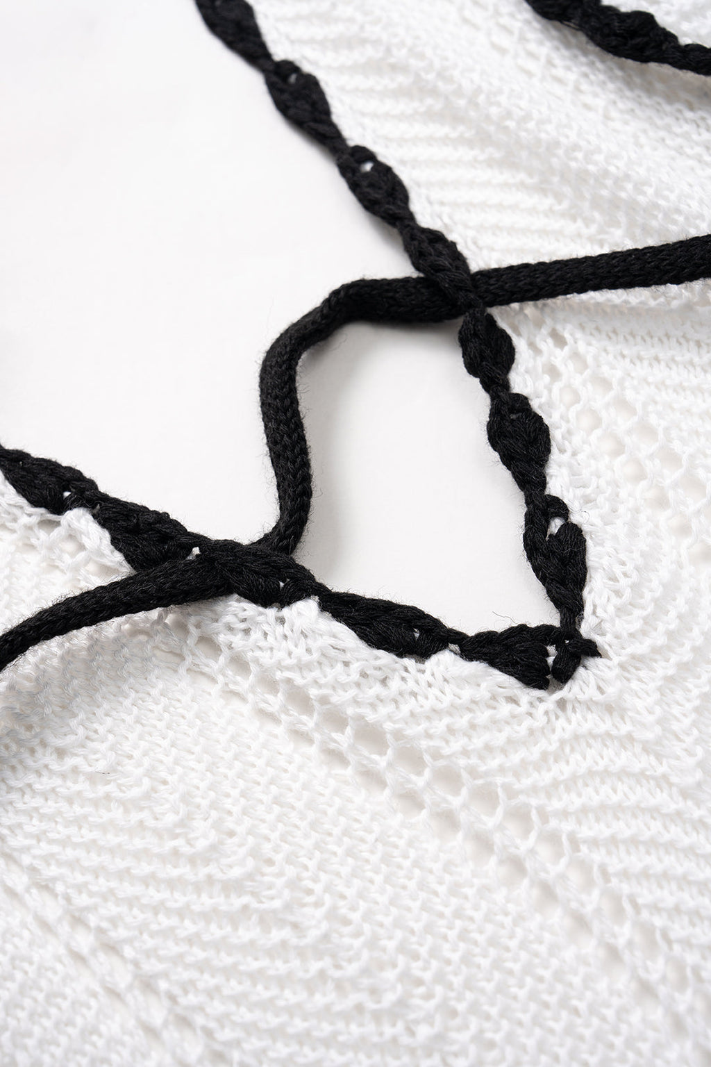 Örgü Kontrast Askılı V Yaka Sırt Dekolteli Bağlamalı Kolsuz Elbise