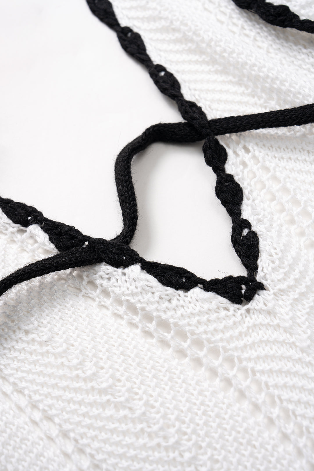 Örgü Kontrast Askılı V Yaka Sırt Dekolteli Bağlamalı Kolsuz Elbise