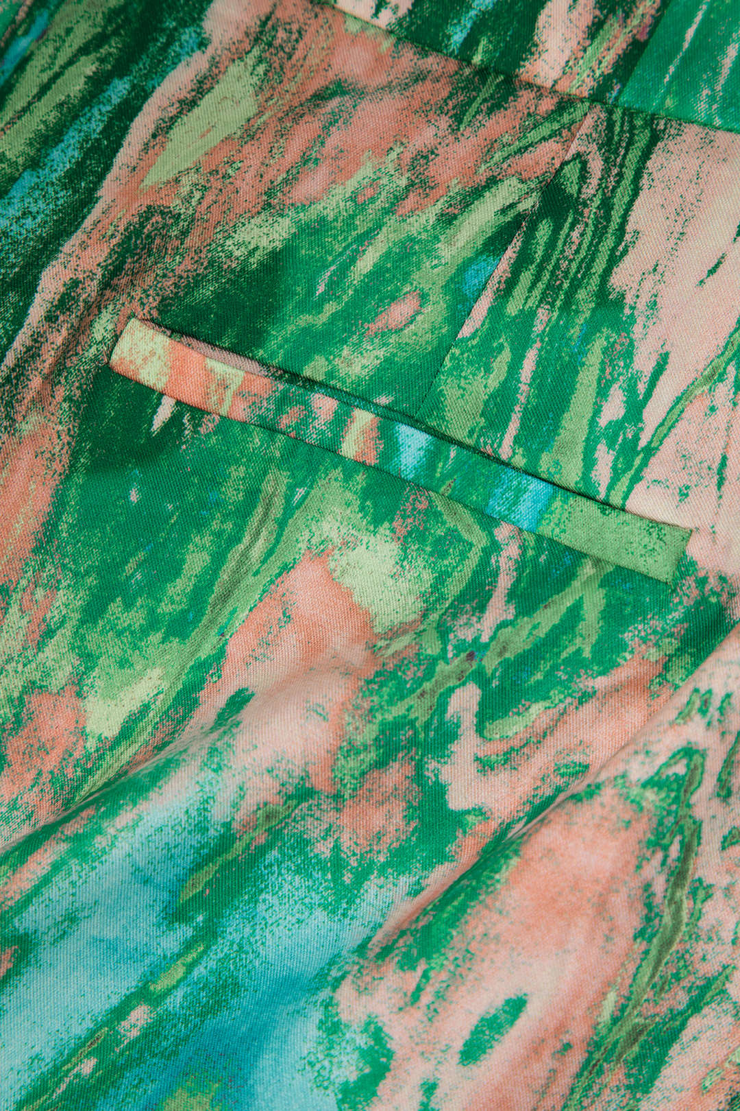 Mermer Baskılı Yüksek Bel Tam Boy Düz Pantolon