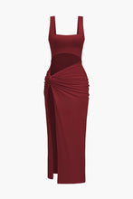 önü kesik slit midi elbise