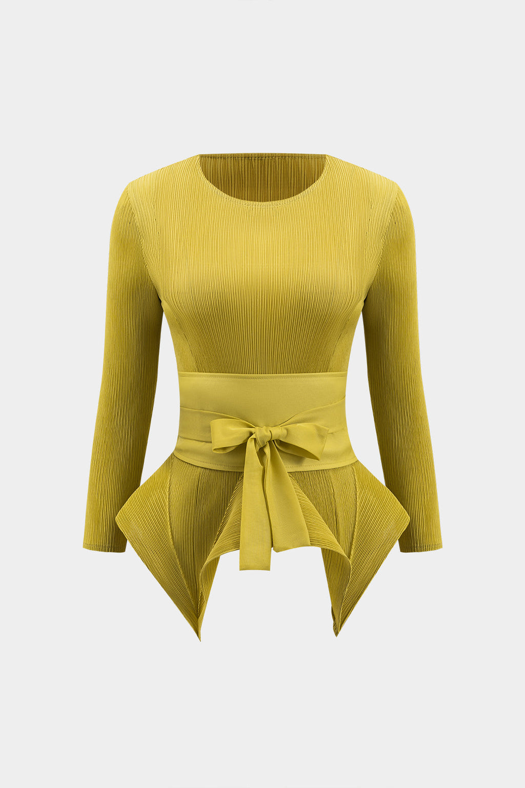 Bağcıklı Uzun Kol Bluz ve Piliseli Etek Seti