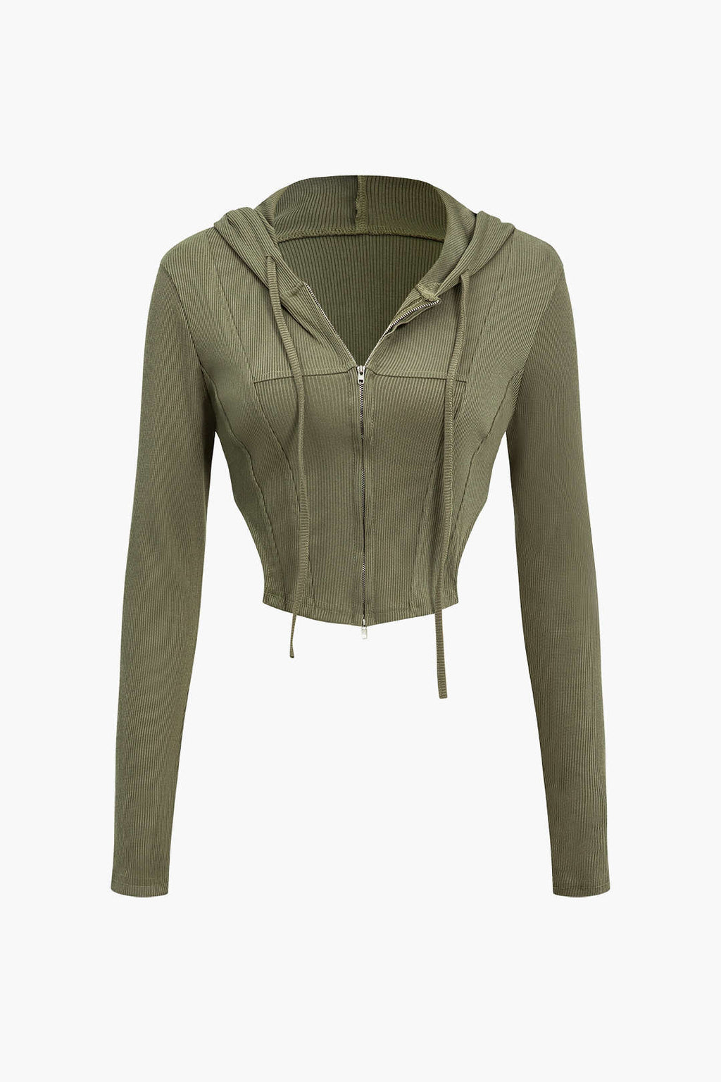 Kapüşonlu Fermuarlı Uzun Kollu Üst