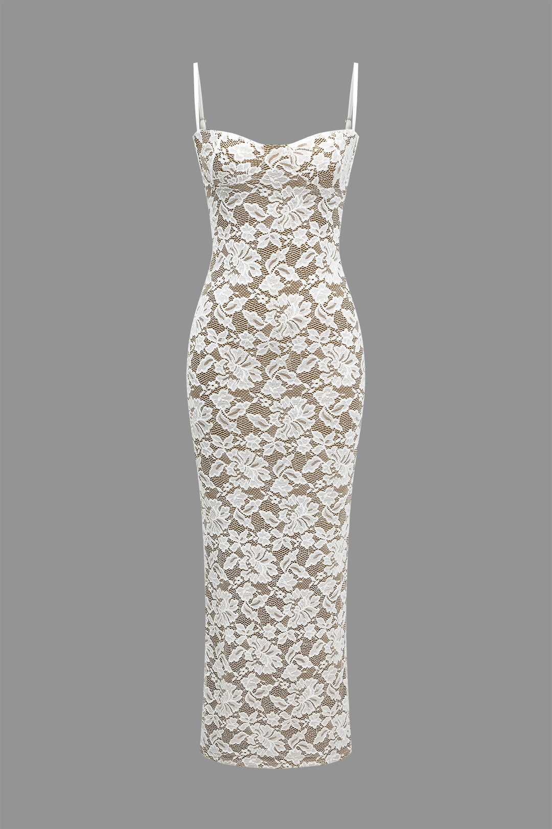 Dantel Yırtmaçlı Maxi Elbise