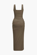 önü kesik slit midi elbise