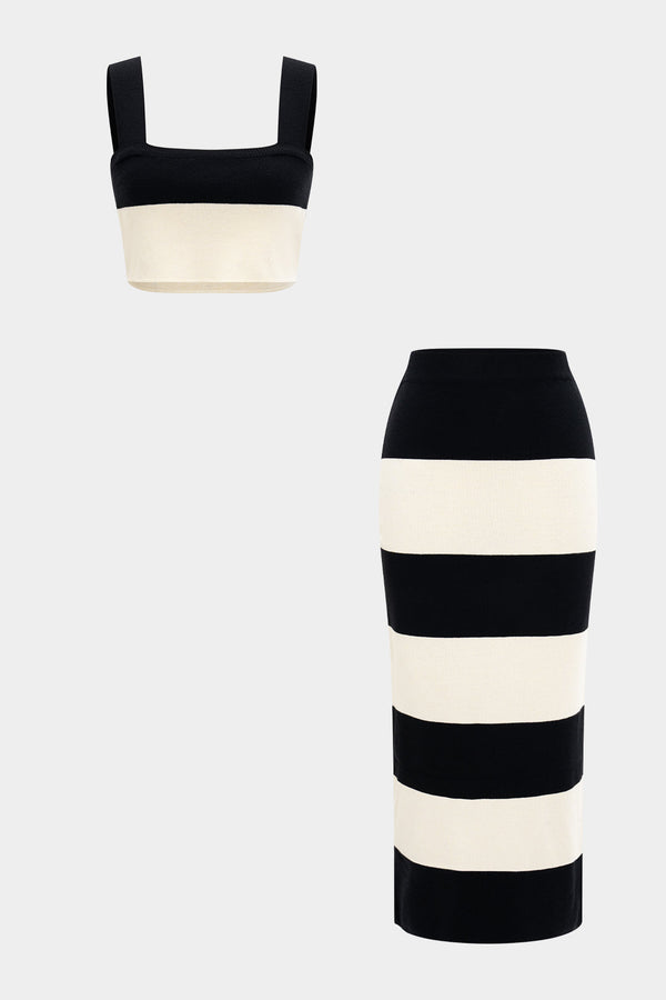 örgü üst ve etek takımı