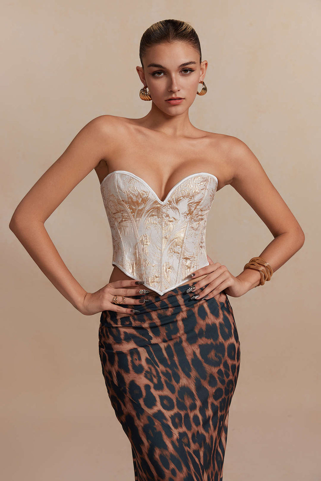 Leopar Desenli İhtişamlı Etek