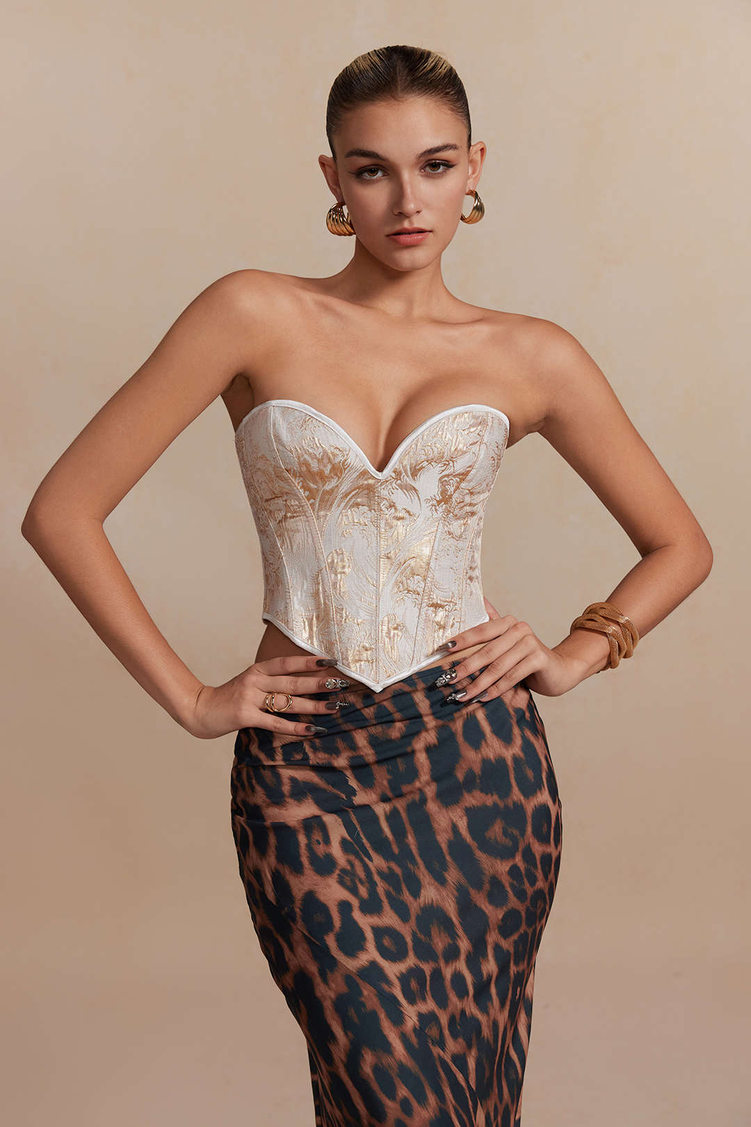 Leopar Desenli İhtişamlı Etek