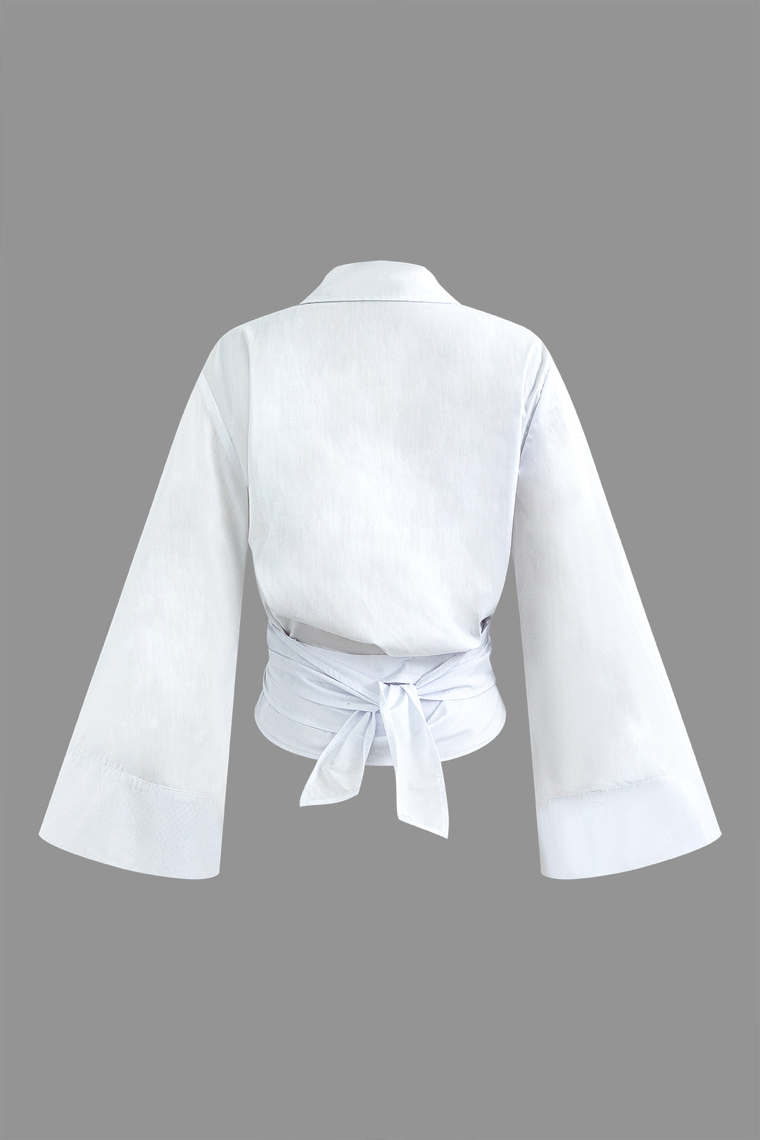 Düğümlü Kruvaze Gömlek Volanlı Kollu Şık Günlük İş Giyim