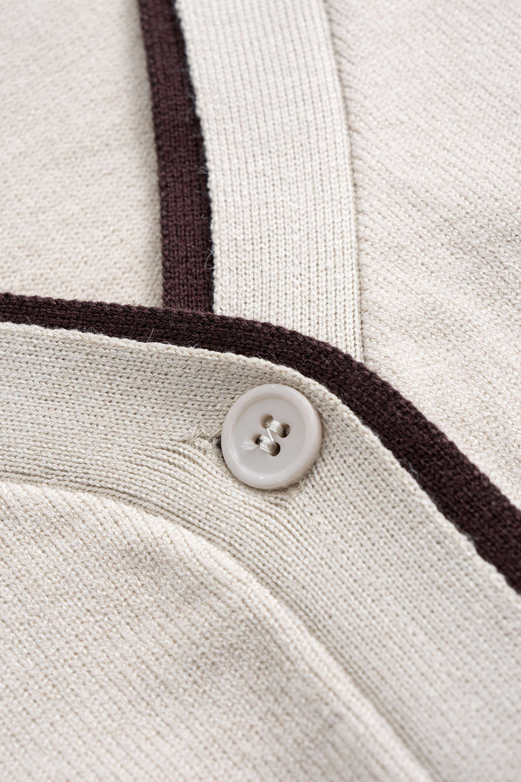 Örgü Kontrast Düğmeli V Yaka Uzun Kollu Kadın Şık Üst