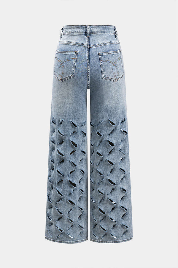 kesikli denim pantolon