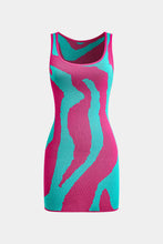triko zebra desenli mini elbise