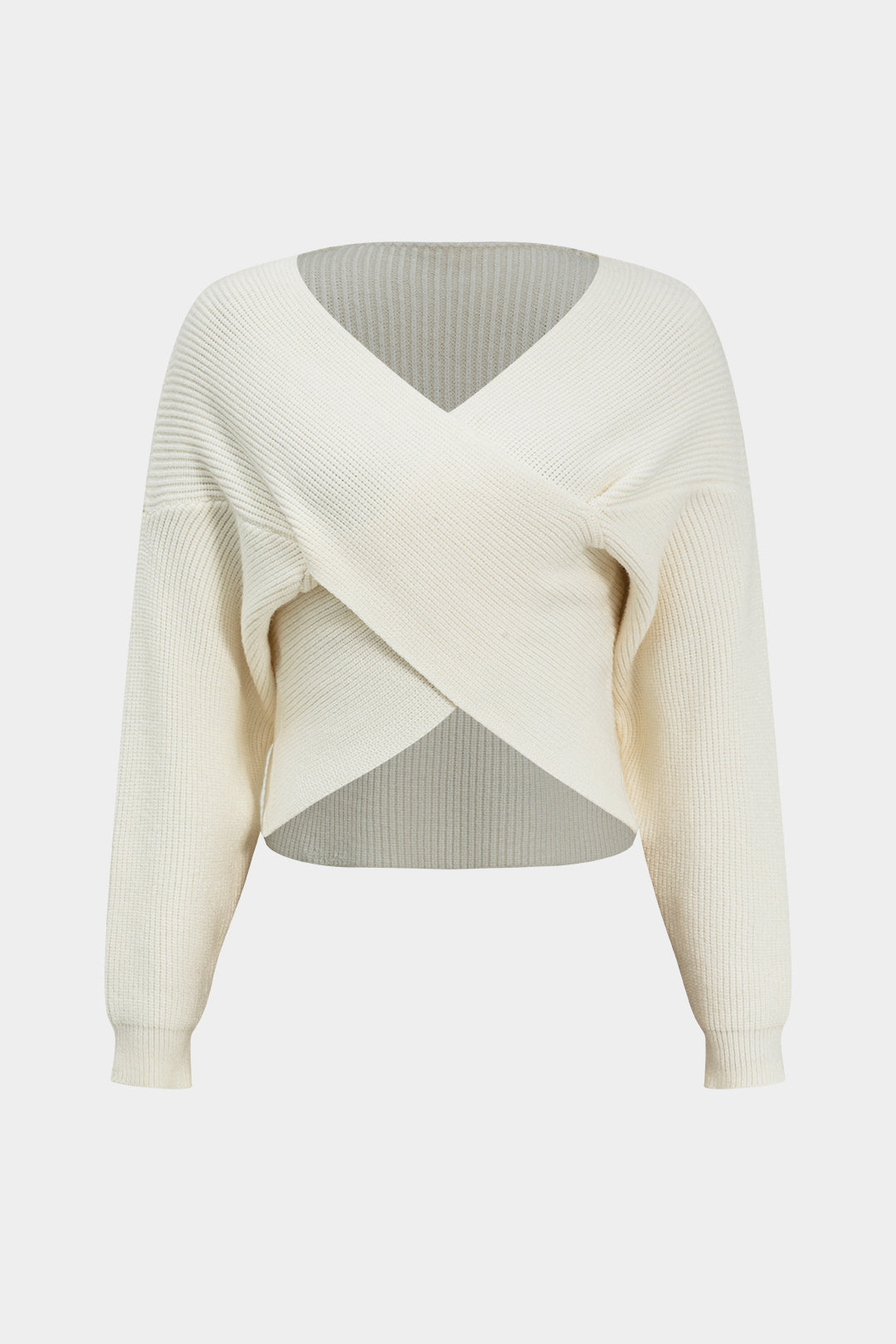 Çapraz Detaylı Uzun Kollu Kazak Üstü Rahat Ve Şık Günlük