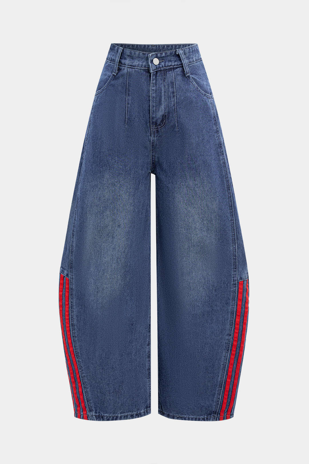 Koyu Lacivert Kontrast Detaylı Yüksek Bel Pantolonu