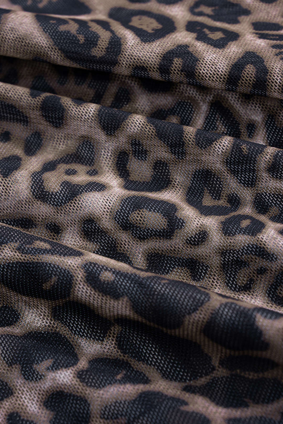 Leopar Desenli Fileli Sırtı Bağcıklı Yırtmaçlı Elbise