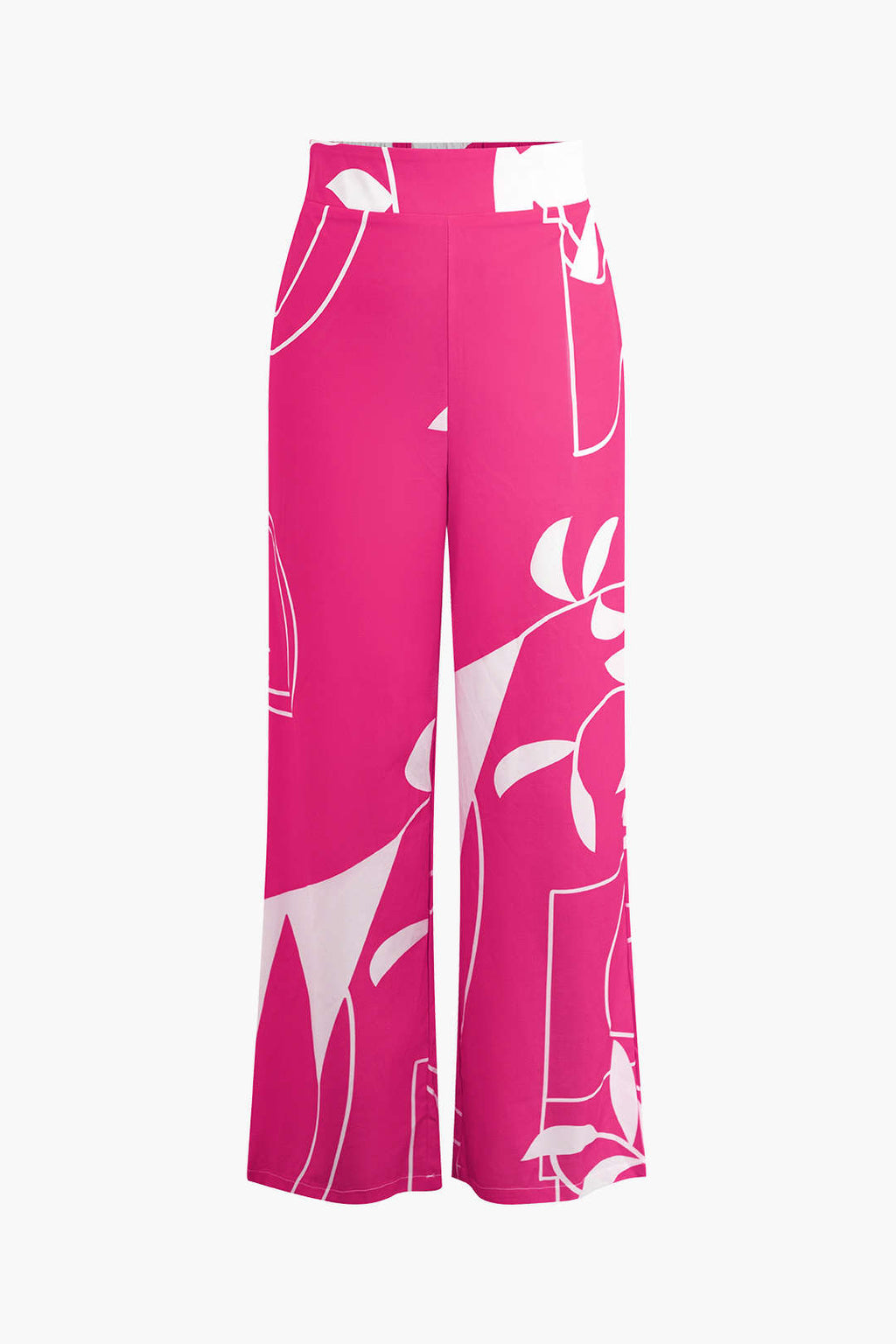 Bambu Yaprağı Desenli Bağlamalı Spagetti Askılı Üst Ve Pantolon Seti