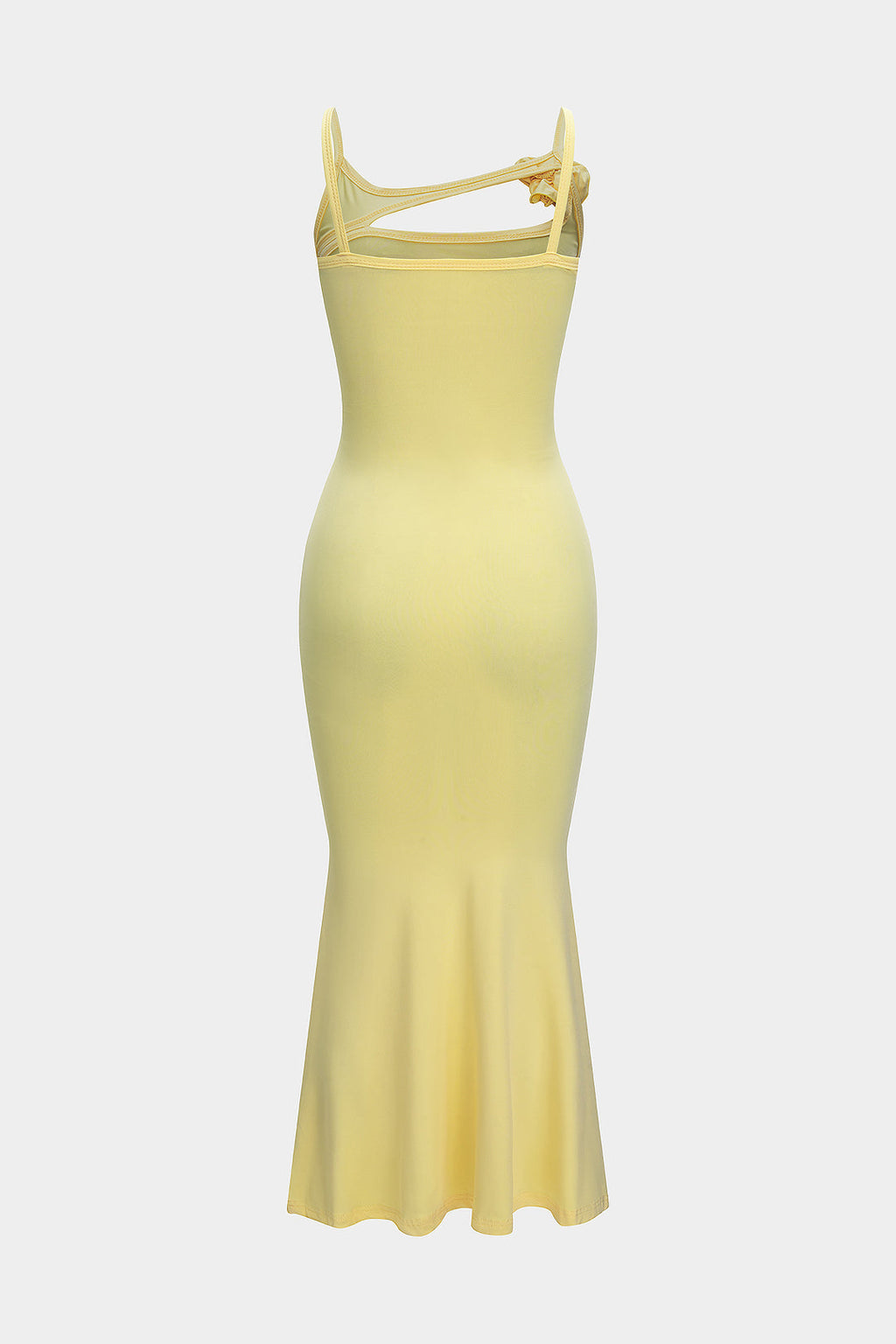 3D Çiçek Kesim Sıfır Kollu Deniz Kızı Maxi Elbise