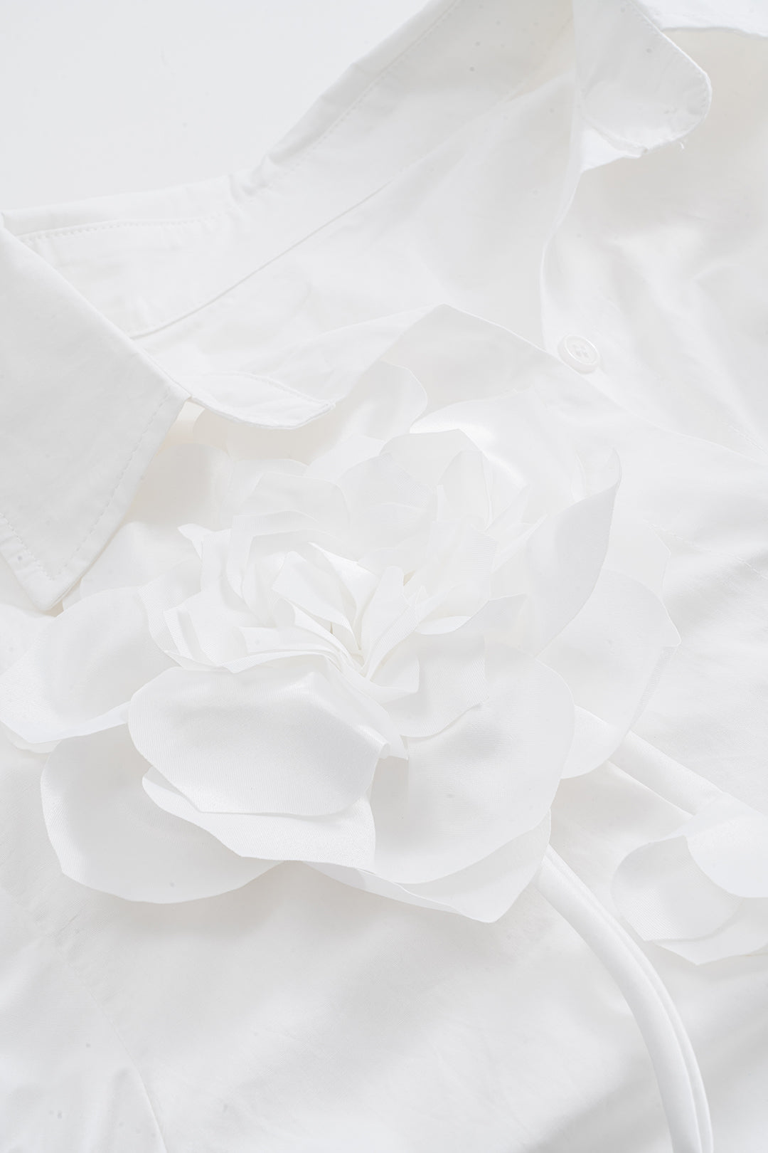 3D Çiçek Desenli Uzun Kollu Gömlek