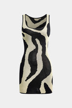 triko zebra desenli mini elbise