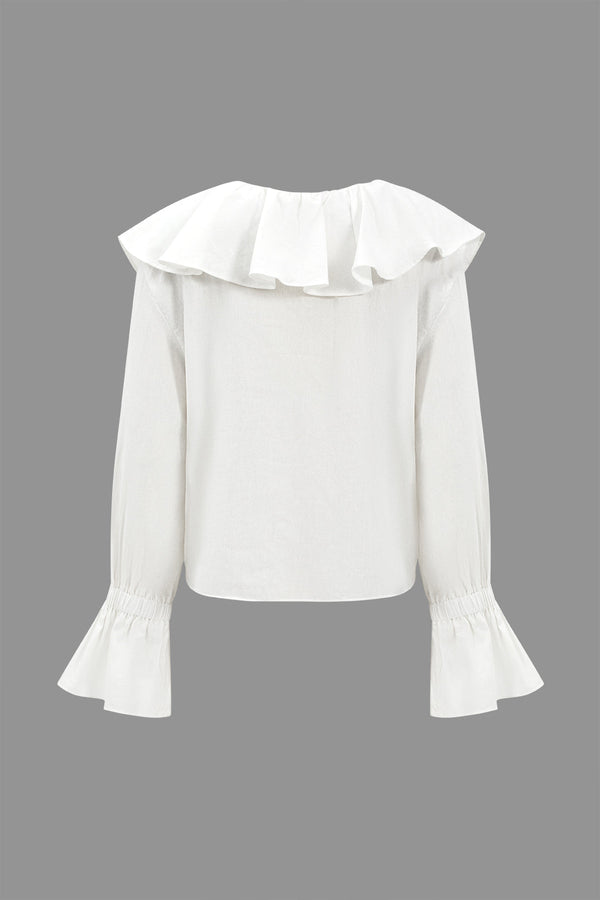 fırfır detaylı pamuklu gömlek