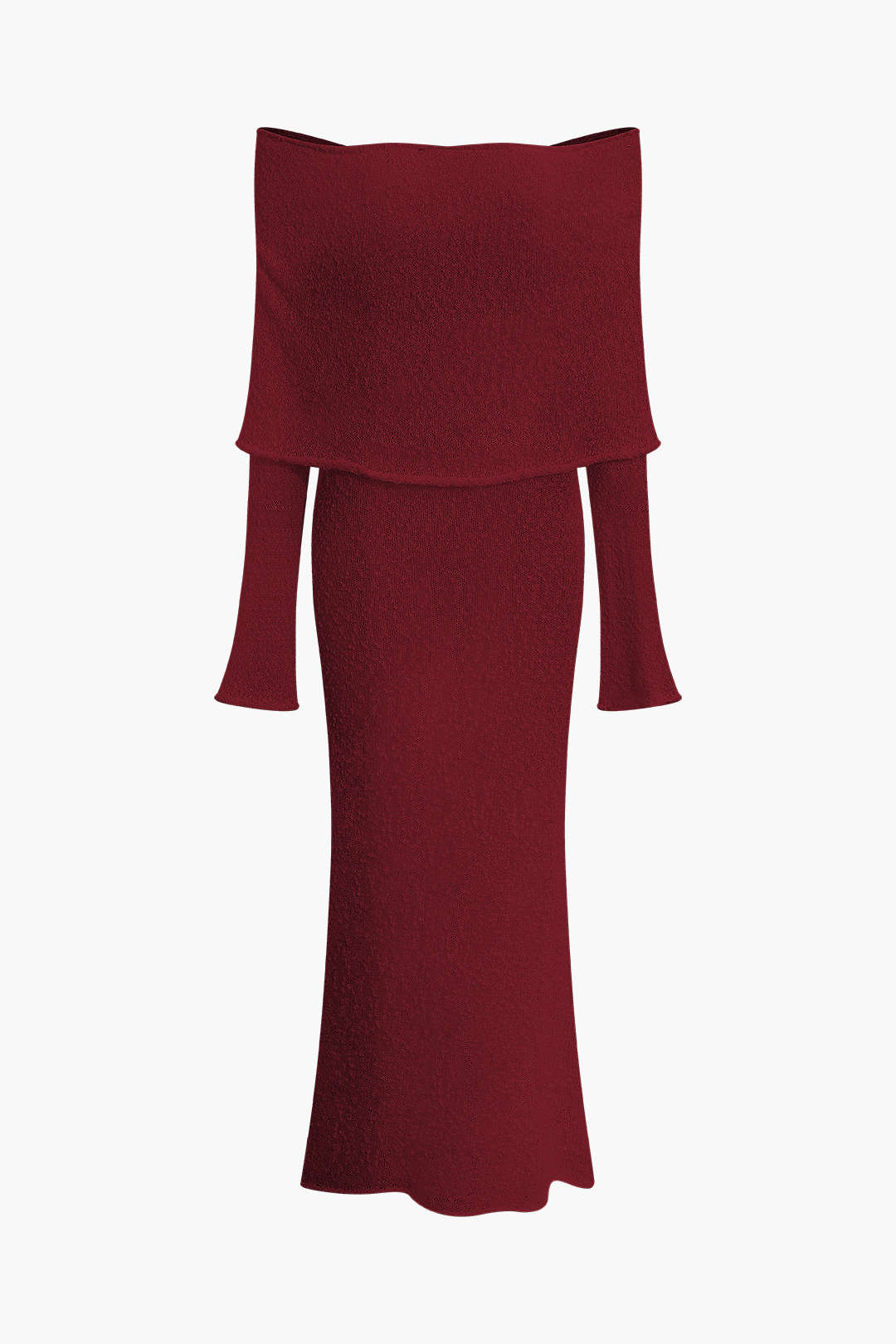 Siyah Omuz Dekolteli Açık Örgü Maxi Elbise