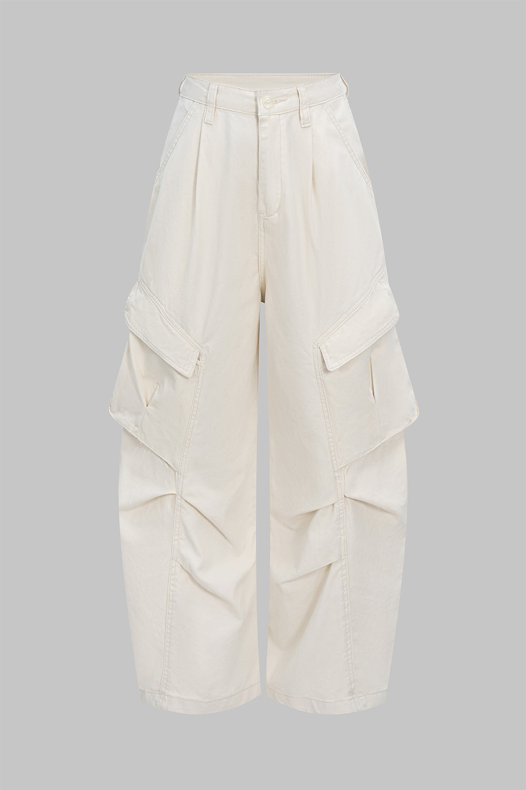 Lacivert Kumaşlı Büzgülü Cepli Geniş Kesim Pantolon