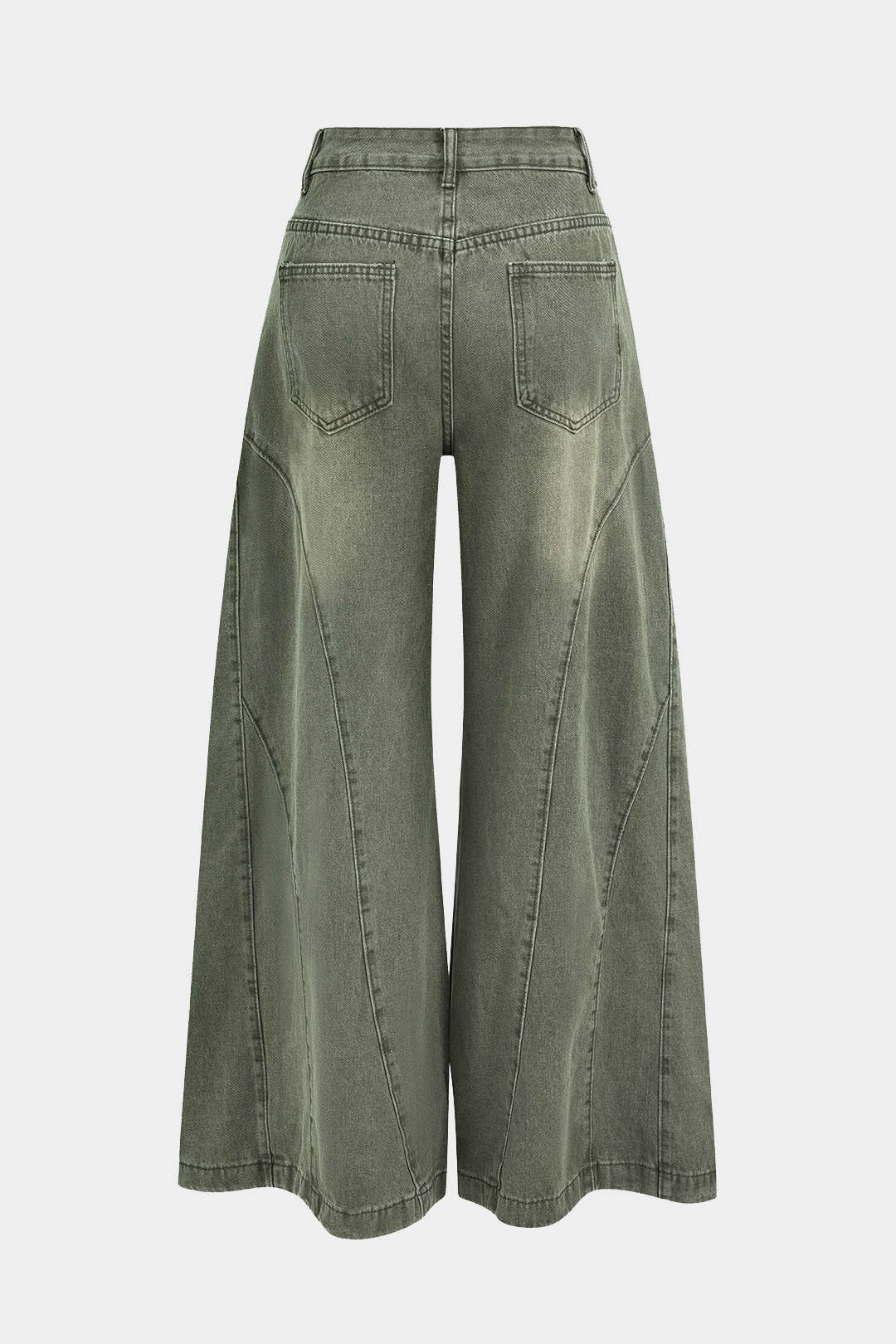 Lacivert Denim Yıkanmış Premium Geniş Paça Pantolon