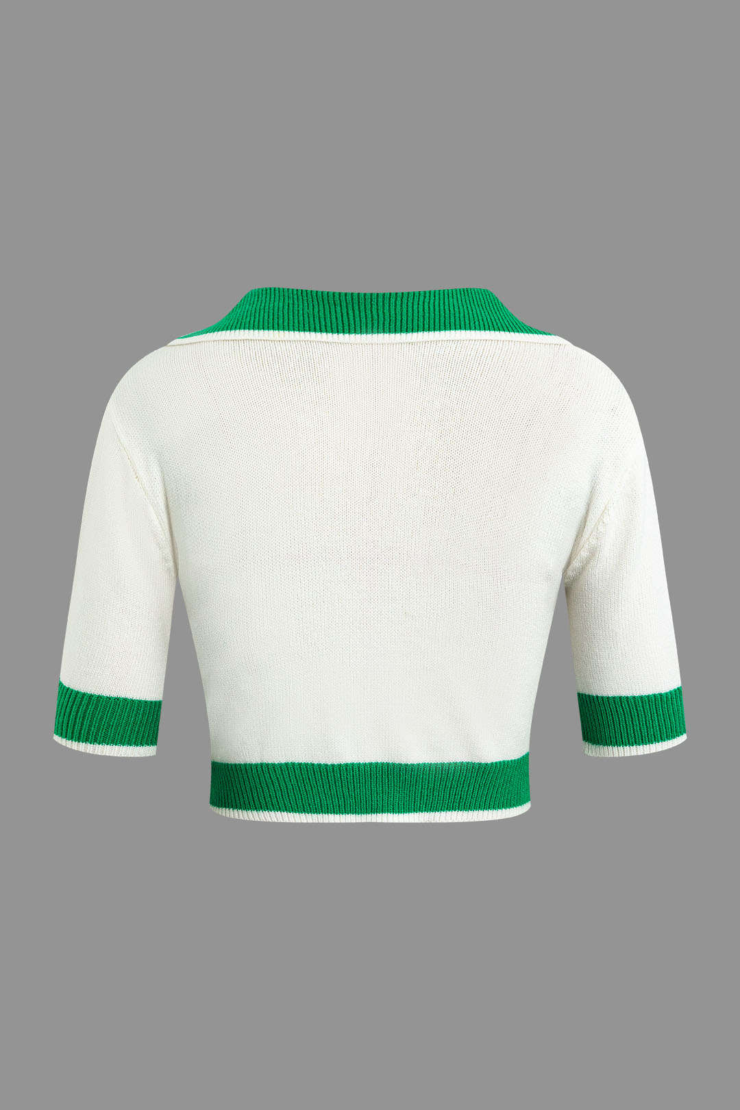 Kontrast Yaka Kısa Triko Üst Ve Mini Etek Takımı