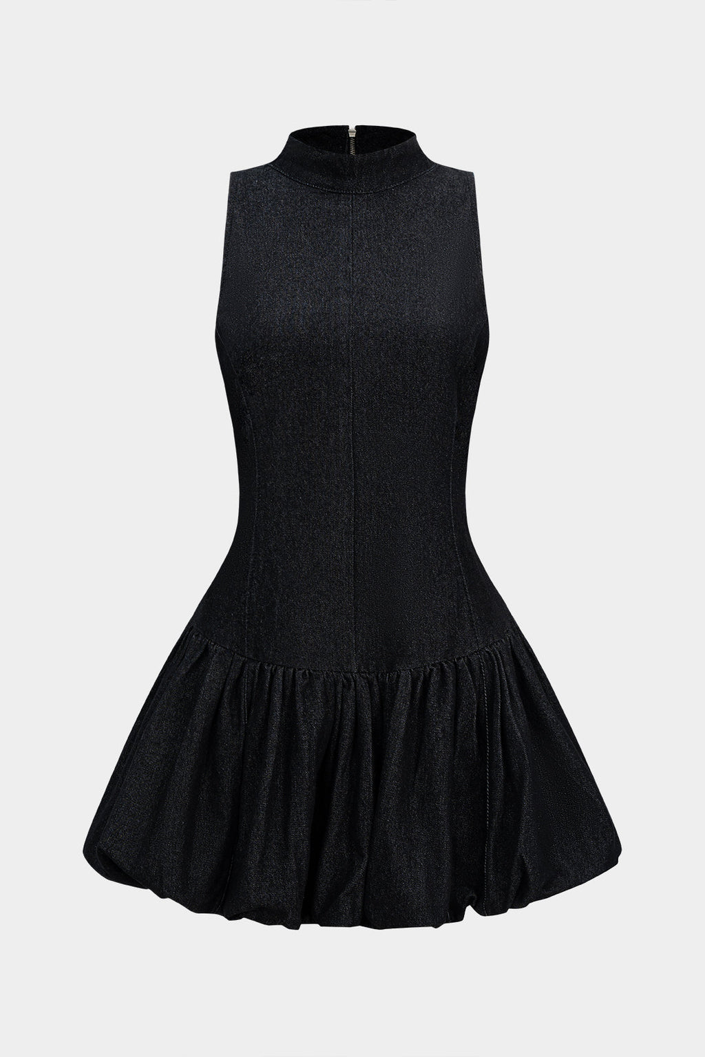 Mavi Denim Büzgülü Kolsuz Mini Elbise