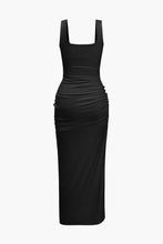 önü kesik slit midi elbise