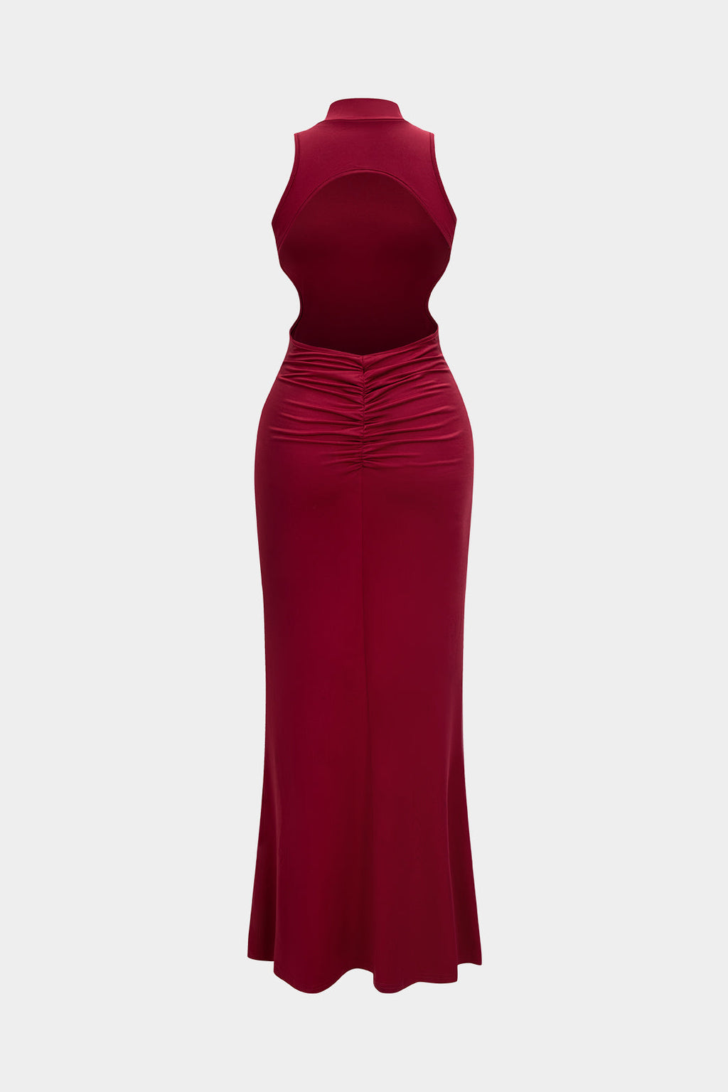 Metaliksal Parıldayan Büzgülü Sırtı Açık Maxi Elbise