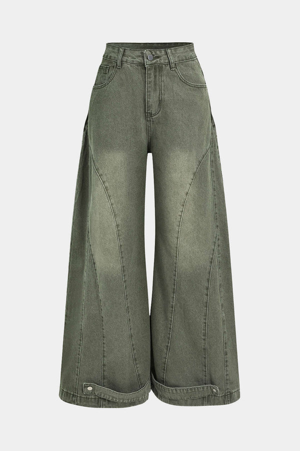 yıkanmış görünümlü denim pantolon