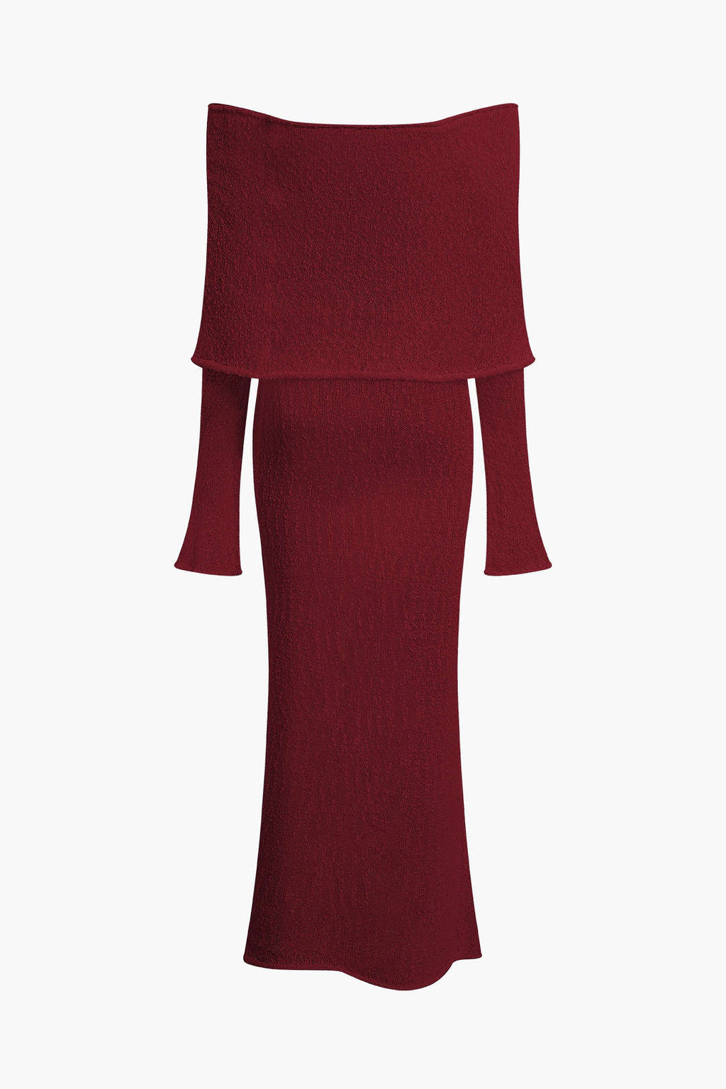 Siyah Omuz Dekolteli Açık Örgü Maxi Elbise