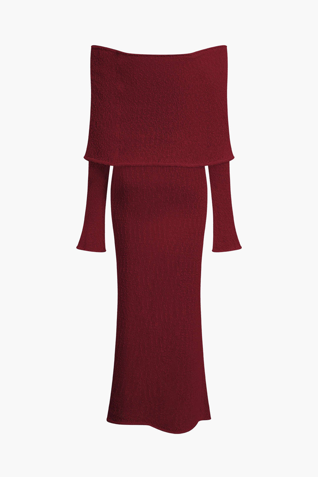 Siyah Omuz Dekolteli Açık Örgü Maxi Elbise