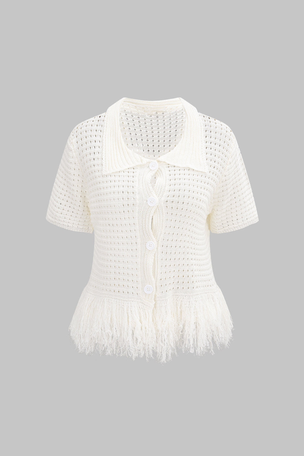 Örgü Püsküllü Kısa Kollu Üst Kadın İçin Rahat Şık Stil