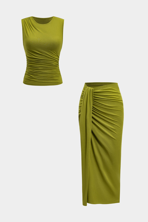 tank top ve büzgülü etek seti