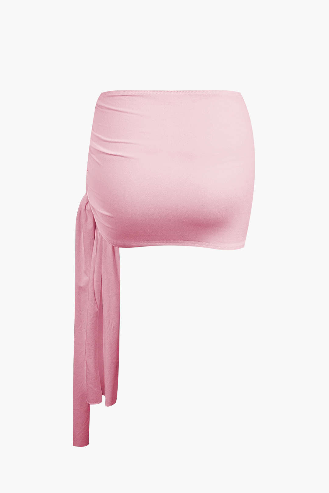 Basic Asimetrik Yırtmaçlı Crop Top Ve Bağlamalı Mini Etek Seti