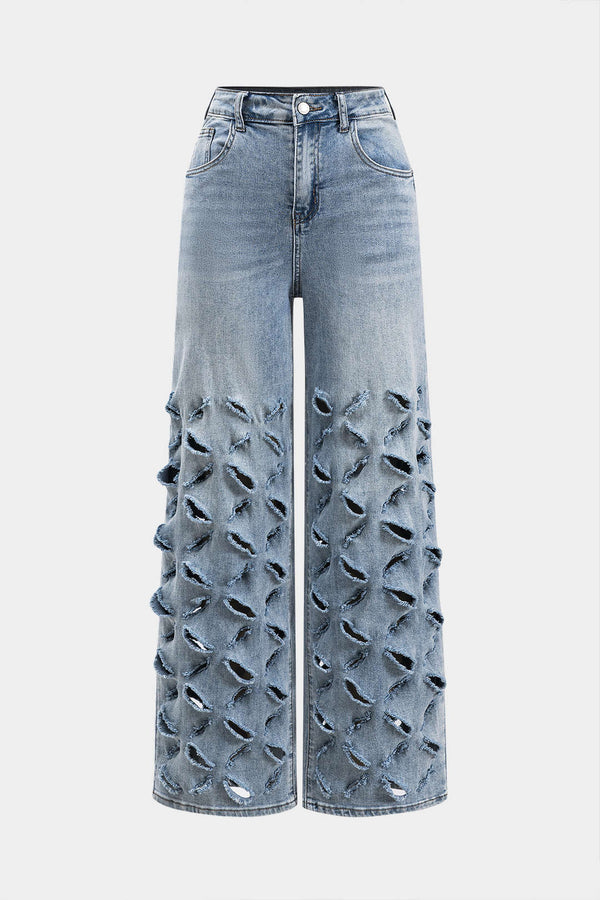 kesikli denim pantolon