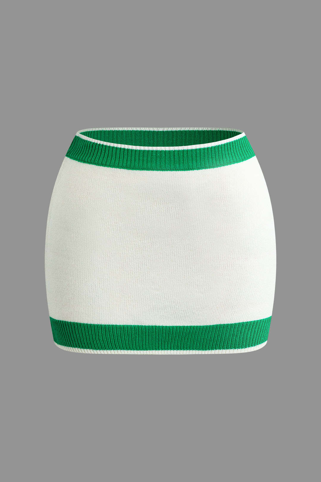 Kontrast Yaka Kısa Triko Üst Ve Mini Etek Takımı