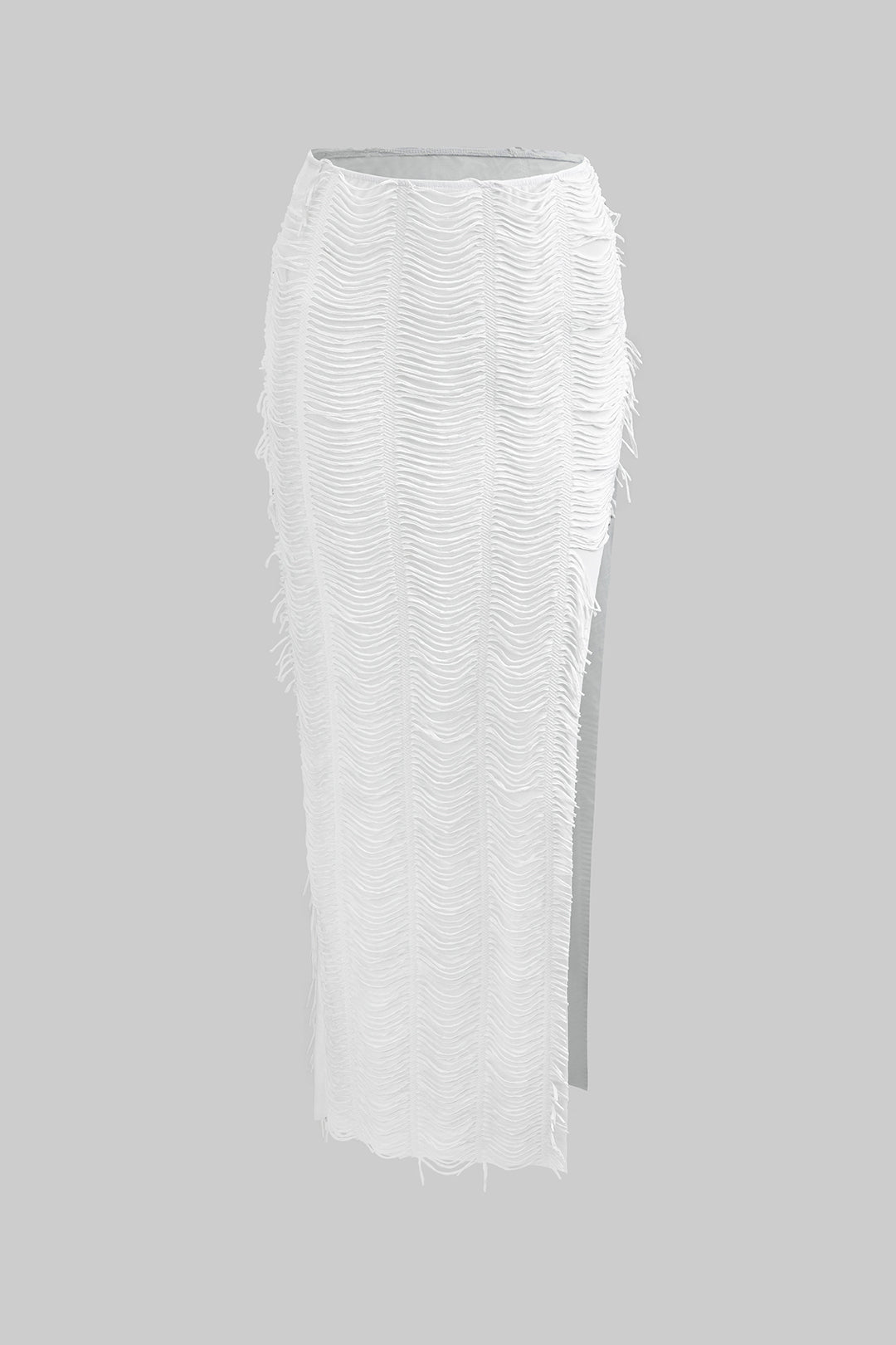 Yıpranmış V Yaka Kısa Kol Kesik Etek Takım