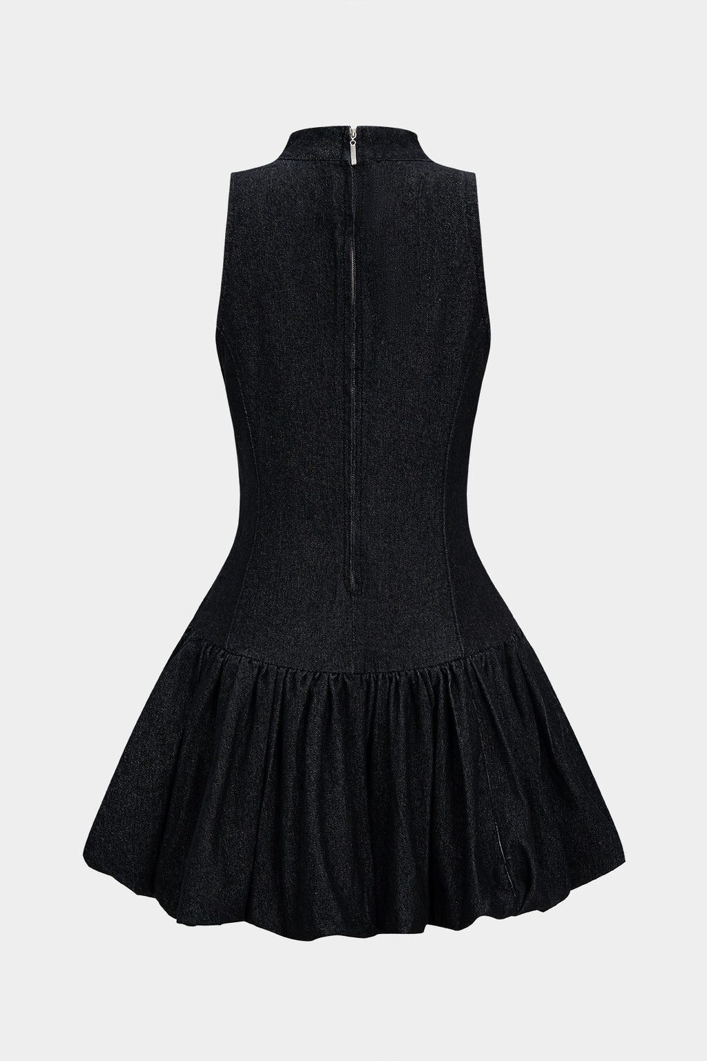 Mavi Denim Büzgülü Kolsuz Mini Elbise