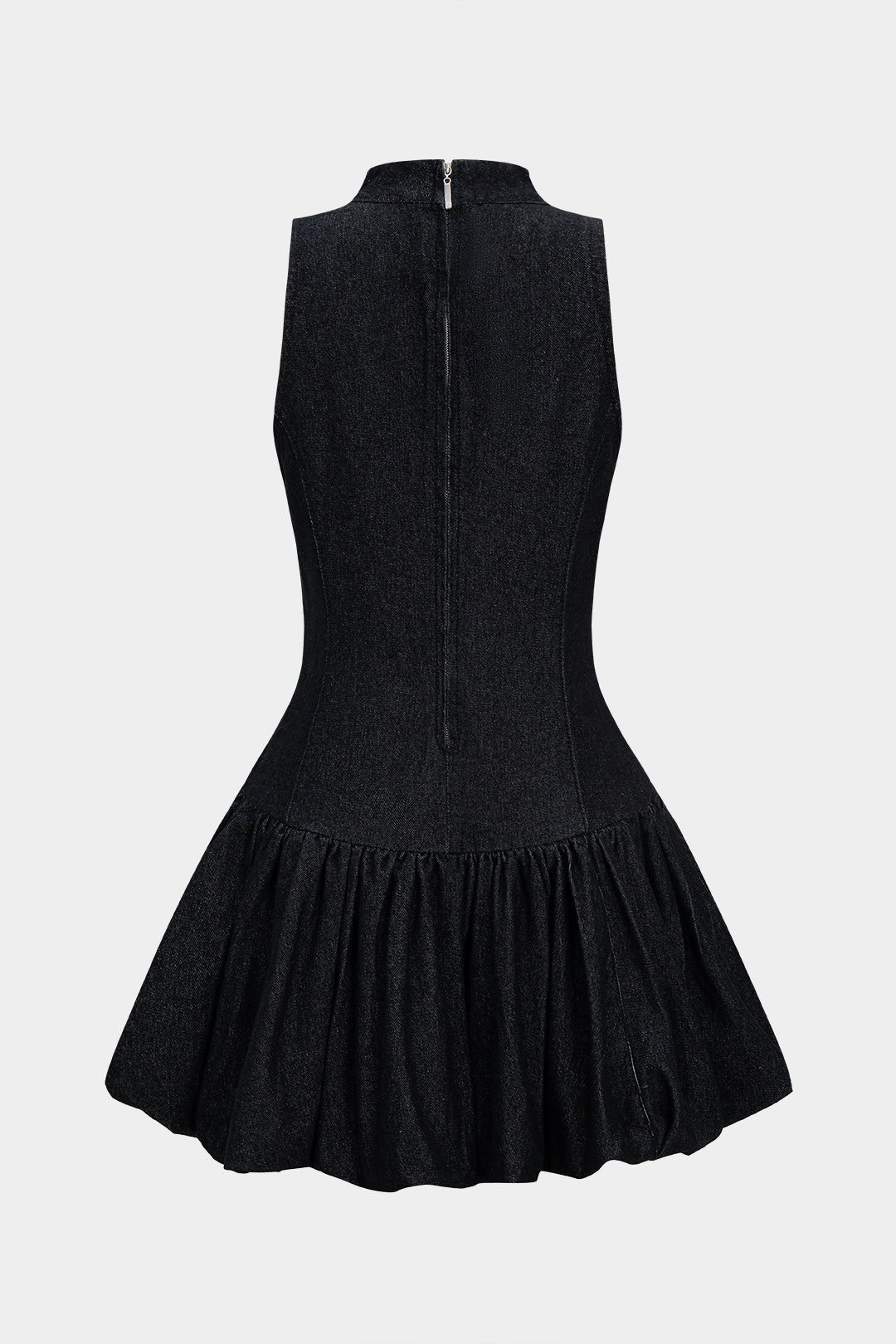 Mavi Denim Büzgülü Kolsuz Mini Elbise